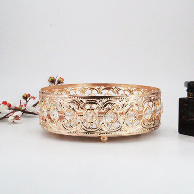 Round  Metal Glass Mirror Tray