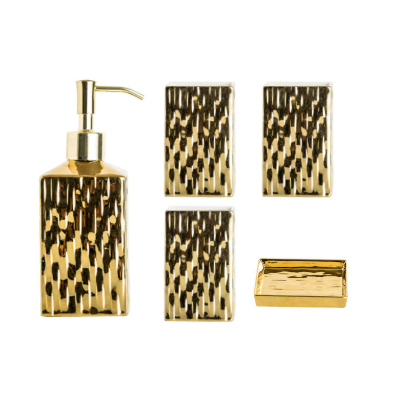 5 piece  Ceramic Gold  Bathroom Set