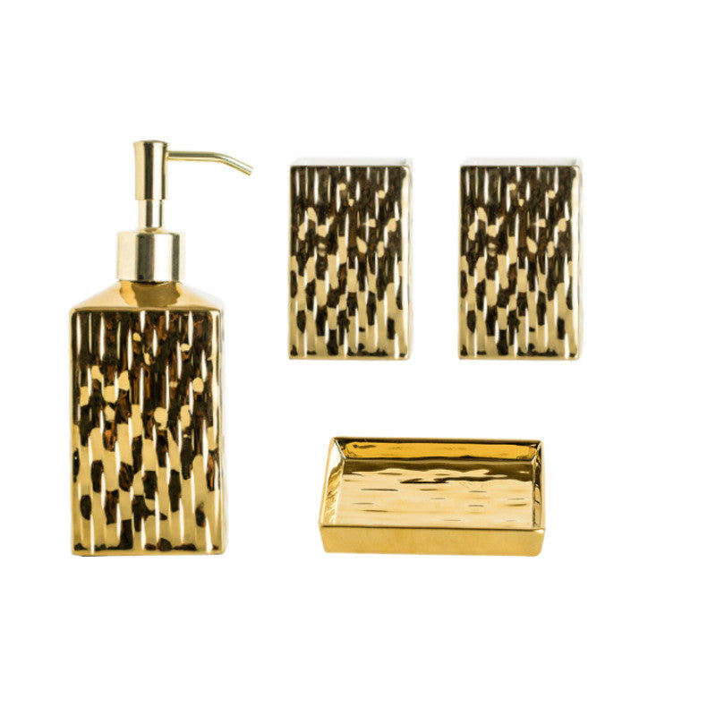 5 piece  Ceramic Gold  Bathroom Set
