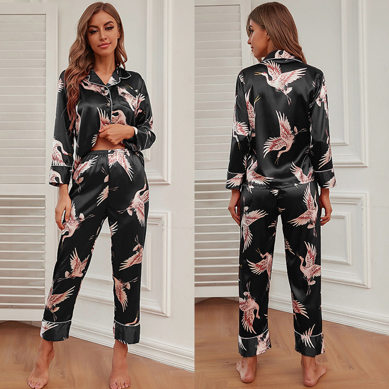 Women Long Sleeve Silk Pajamas