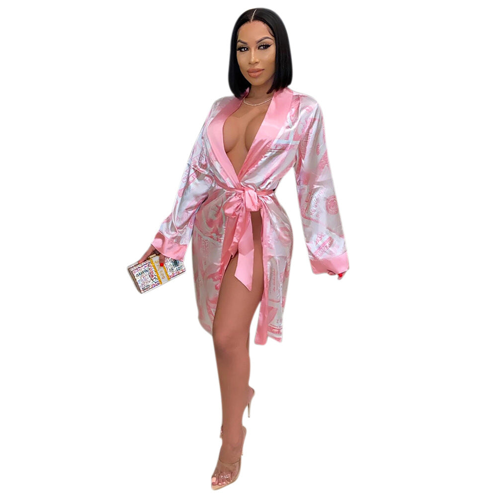 Printing Ladies Casual  Pajamas Dress