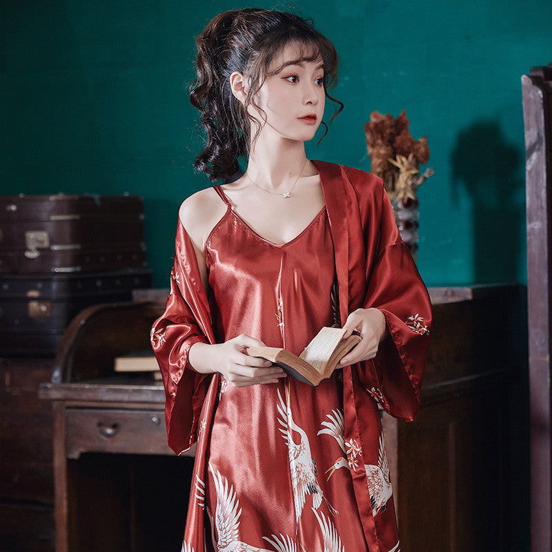 Women Two-piece Silk Pajamas