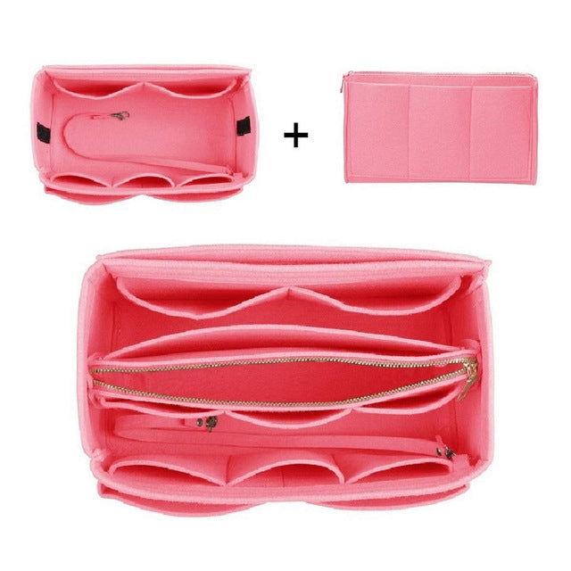 Constructed compartments cosmetic bag