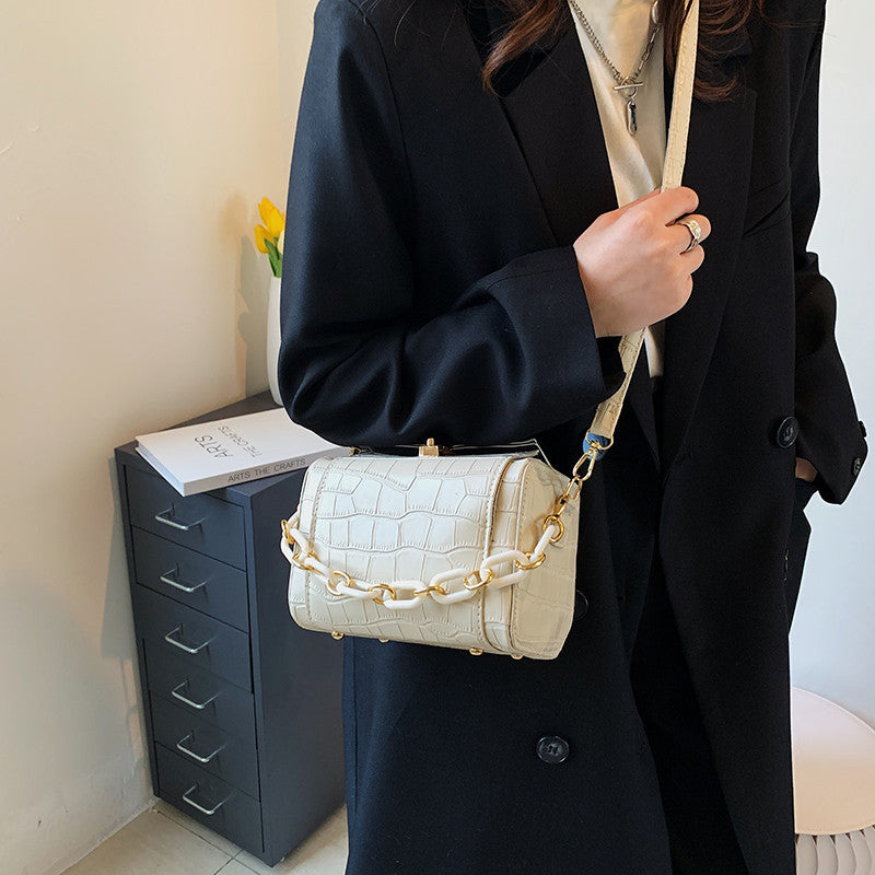 Ladies Fashion Stone Pattern Thick Chain Bag