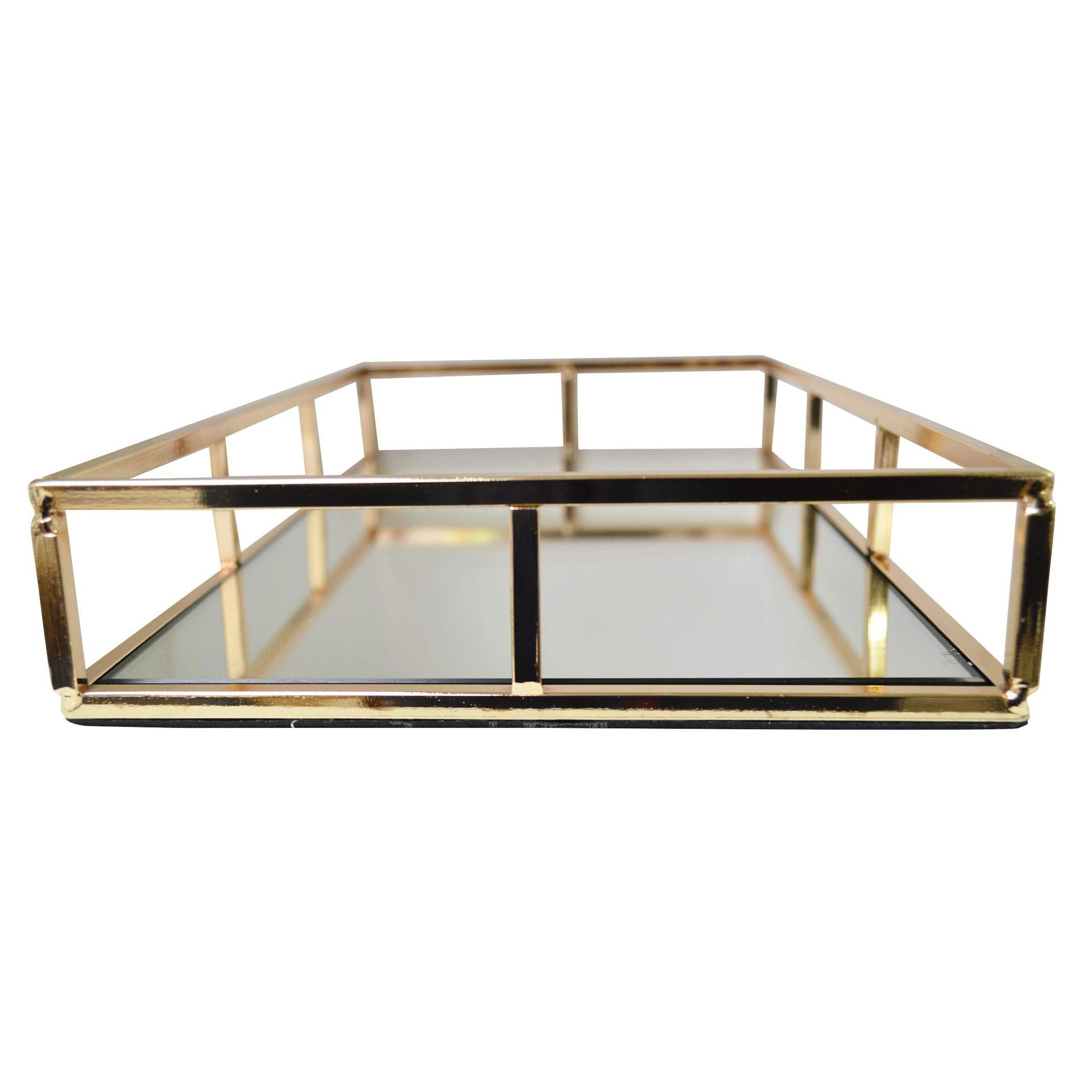 Golden Mirror Tray Storage