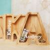 Alphabet Wooden Piggy Bank.