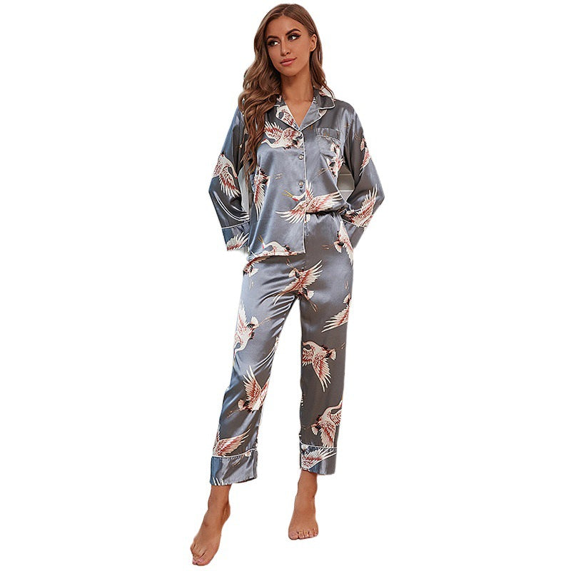 Women Long Sleeve Silk Pajamas