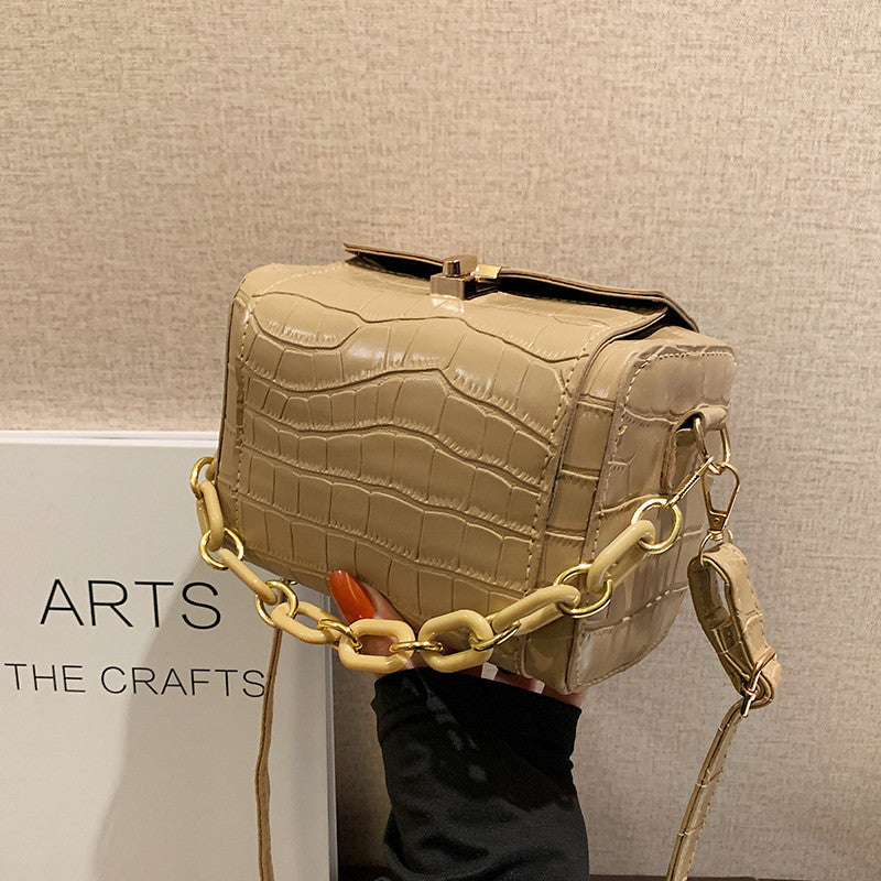 Ladies Fashion Stone Pattern Thick Chain Bag