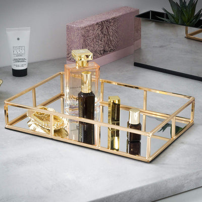 Golden Mirror Tray Storage