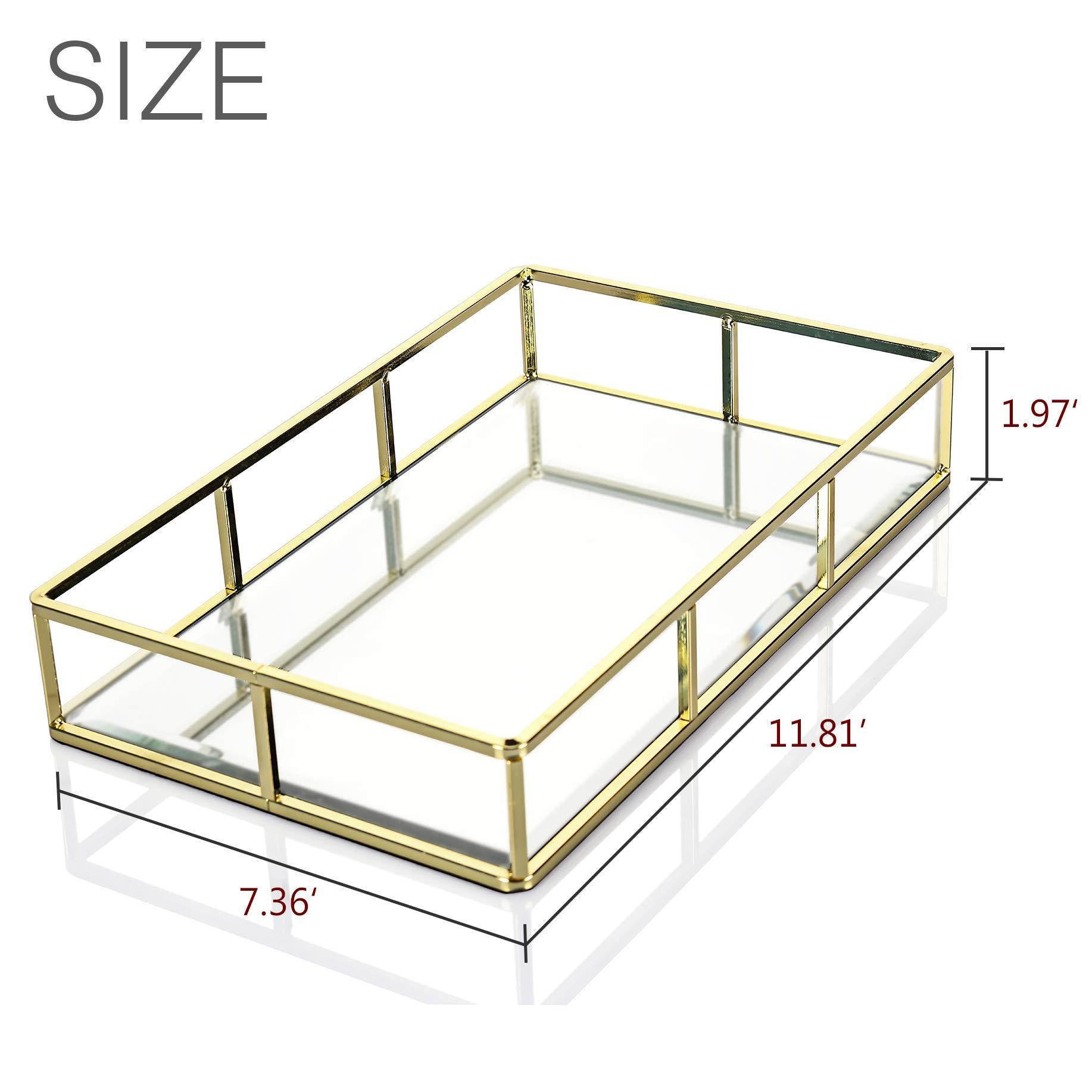 Golden Mirror Tray Storage