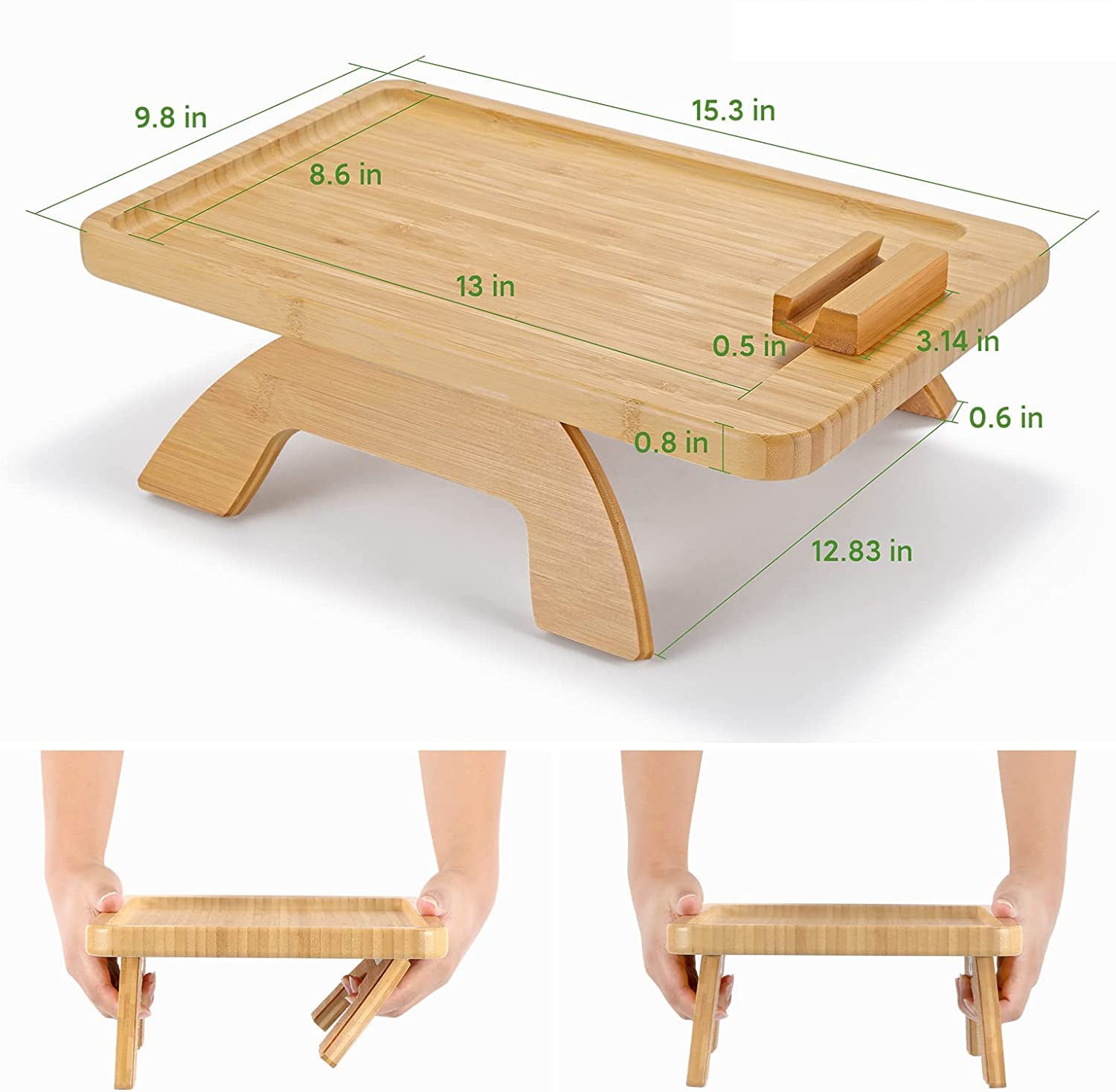 Oval/Rectangle Portable  Bamboo Folding Tray with IPhone/Tablette Holder